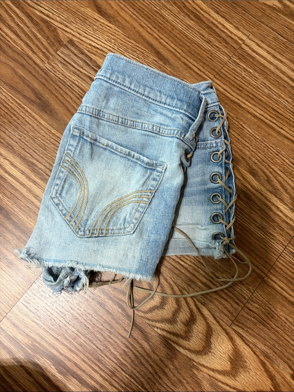 Hollister Light Blue Lace-Up Denim Shorts